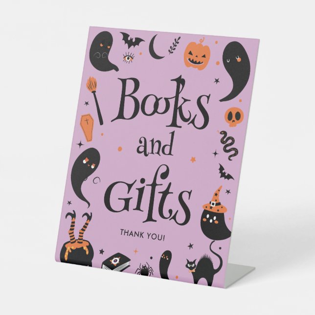 Babybäckerei Halloween Baby Shower Books & Gifts Sockelschild (Vorderseite)