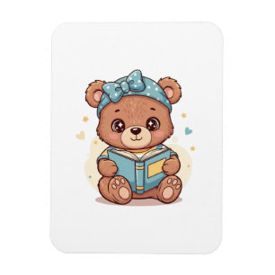 Babybär beim Lesen eines Buches Magnet