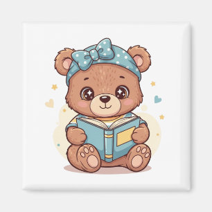 Babybär beim Lesen eines Buches Magnet