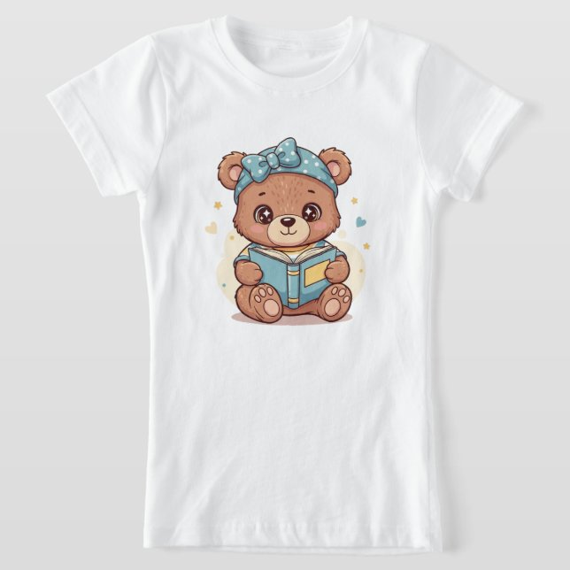 Babybär beim Lesen eines Buches T-Shirt (Ablage )