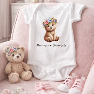 Babybär mit Blume Krongebär Niedlich Baby Strampler