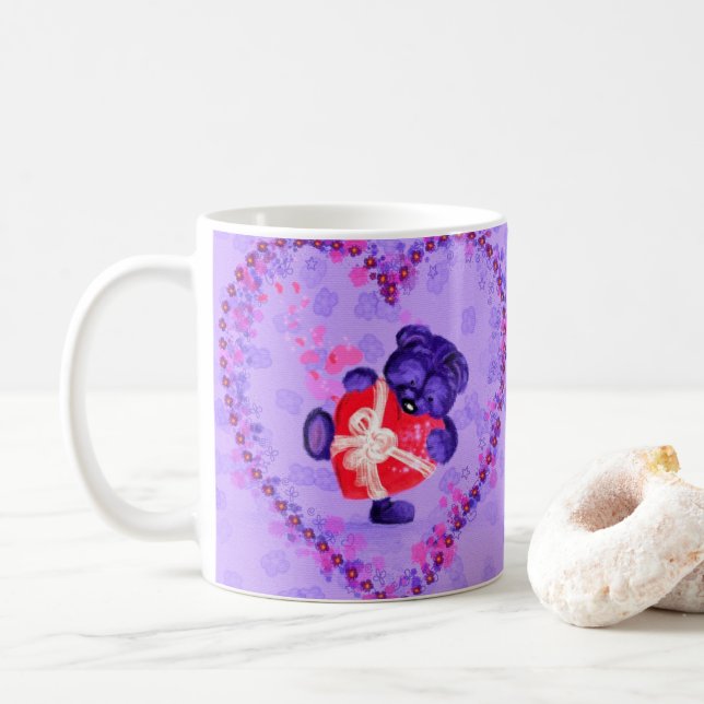 Babybär mit Herz-Geschenk-Tasse Kaffeetasse (Mit Donut)