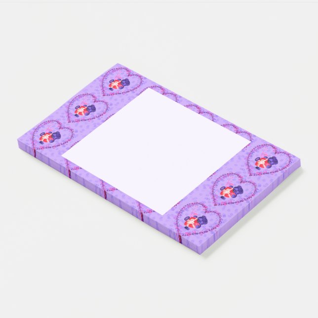 Babybär mit Herz-Geschenkartikelnotiz Post-it Klebezettel (angewinkelt)