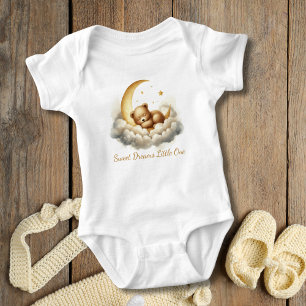 Babybär schlafend in Mondwolke Baby Shower Geschen Strampler