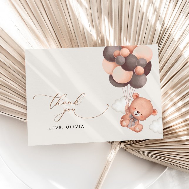 Babybär, Teddybär, Braunbälle, Babydusche Dankeskarte (Von Creator hochgeladen)