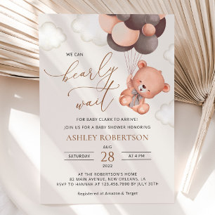 Babybär, Teddybär, Braunbälle, Babydusche Einladung