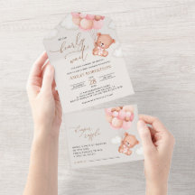 Babybär, Teddybär, rosa Balloons, Babydusche