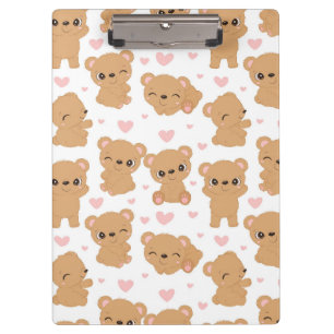 Babybären und rosa Herzen Zwischenablage Klemmbrett