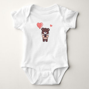 Babybärendesign mit Herzklappenballon Baby Strampler