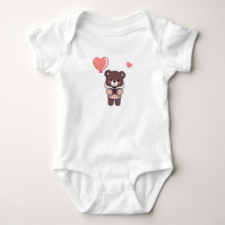 Babybärendesign mit Herzklappenballon Baby Strampler