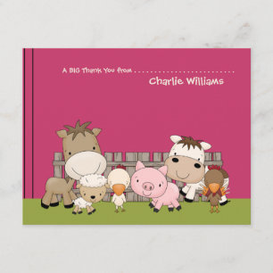Babybarnyard-Freund-Rosa danken Ihnen zu kardieren Dankeskarte