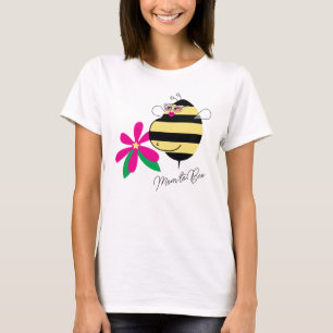Babybauch Rosa Floral Mom to Bee mit Brille T-Shirt
