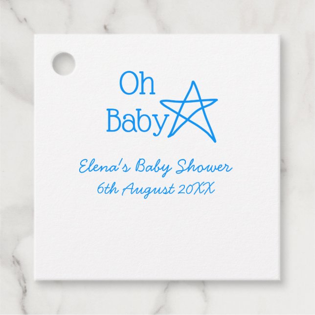 Babyblau-Babydusche - Name der Vergangenheit Geschenkanhänger (Vorderseite)