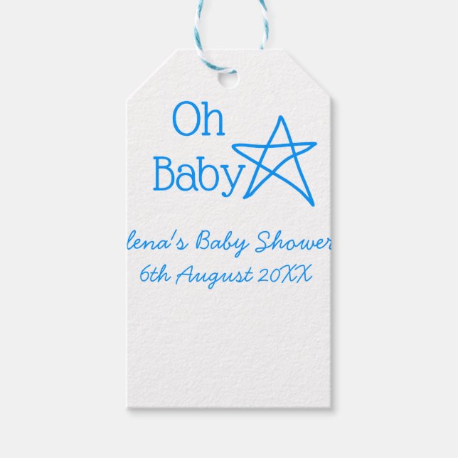 Babyblau-Babydusche - Name der Vergangenheit Geschenkanhänger (Vorderseite)