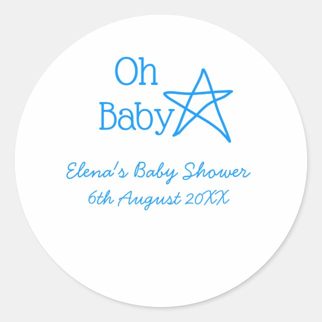 Babyblau-Babydusche - Name der Vergangenheit Runder Aufkleber (Vorderseite)