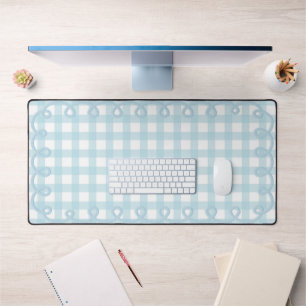 Babyblau gewellte Gingham-Einfassung Schreibtischunterlage