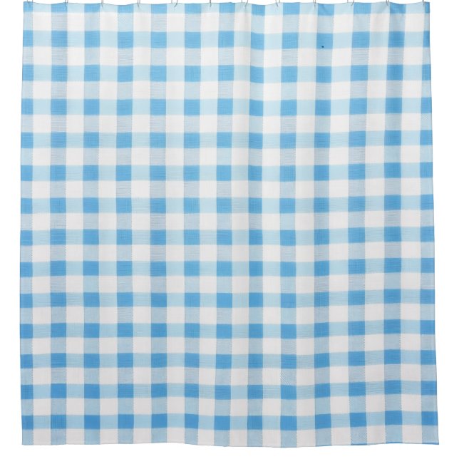 Babyblau Gingham Duschvorhang (Vorderseite)