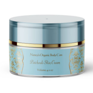 Babyblau-Goldfolie-Damaskosmetikmarke