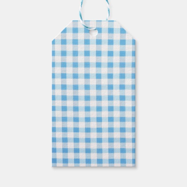 Babyblau kariert geschenkanhänger (Vorderseite)