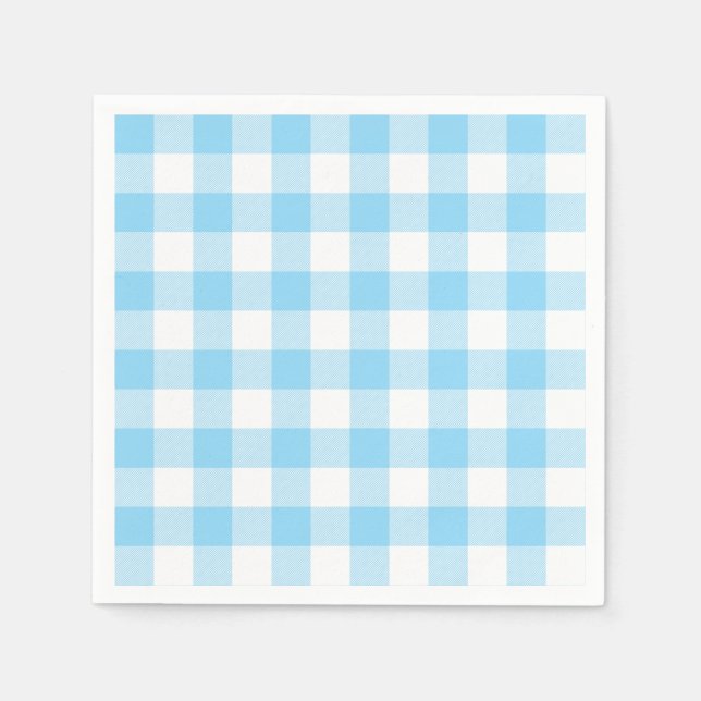 Babyblau und weiß kariert Gingham Serviette (Vorderseite)