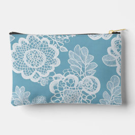 Babyblau-weiße Blumengestaltung KI-Kunst Zubehörtasche