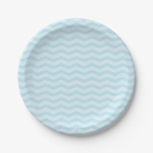 babyblaue Chevron-Zickzack-Muster-Papierplatten Pappteller