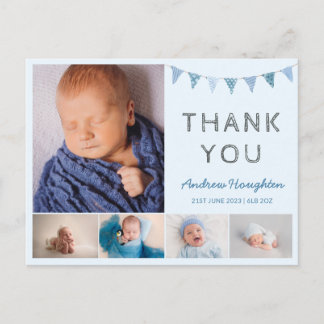Babyblauer Geburtsankündigungskarte Foto Postkarte