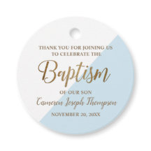 Babyblauer moderne Taufe danke