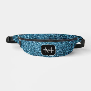Babyblaues falsches Glitter Funkeln Monogramm Bauchtasche