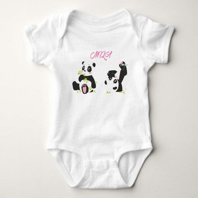 Babybodyanzug mit niedlichen Pandas Baby Strampler (Vorderseite)
