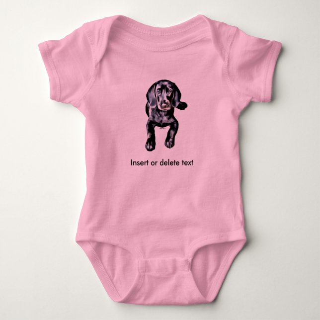 Babybodysuitschwarz-Labradorwelpe Baby Strampler (Vorderseite)