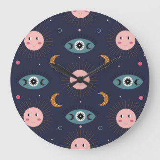 Babyboho, hippie chic Muster. Große Wanduhr