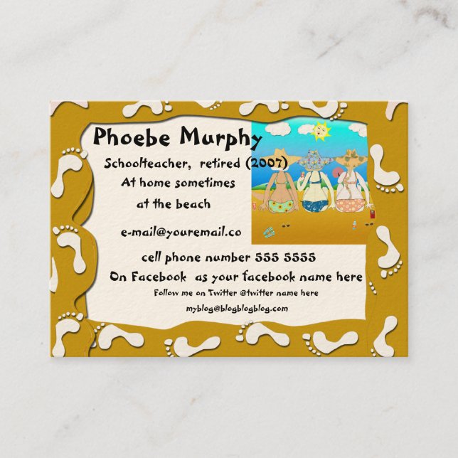 Babyboomer-Ruhestands-Karte - Strandszene Telefonnummerkarte (Vorderseite)