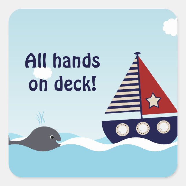 Babybootaufkleber für Kindermädchen Quadratischer Aufkleber (Vorderseite)