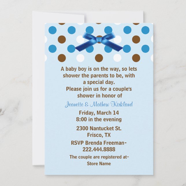 Babyboy Couple's Babydusche Einladung (Vorderseite)