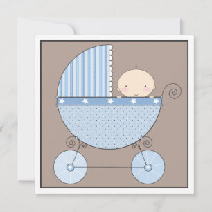 Babyboy in Carriage Baby Shower Einladung