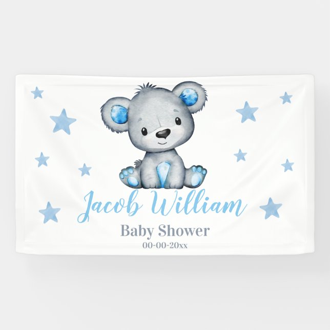 Babyboy Teddy Bär Banner Schildkrötendusche (Horizontal)