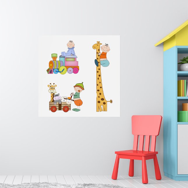Babyboys mit Kinderzimmer-Train Giraffe und Wagon Poster (Von Creator hochgeladen)