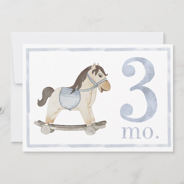 Babyboys Wasserfarben Meilenstein Drei Monate alte Einladung (Vorderseite)