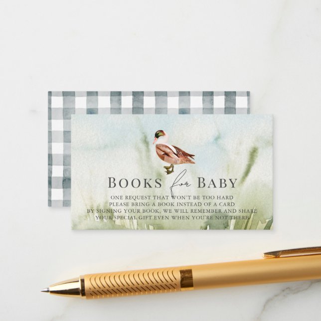 Babybuchanfrage für Enten/Mallard-Wasserfarben Begleitkarte (Vorderseite/Rückseite Beispiel)