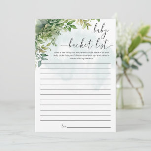 Babybucketliste, Thema "Baby Shower Game Green" Einladung