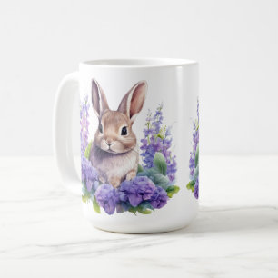 Babybunny mit violetten Blumen 15 oz Tasse
