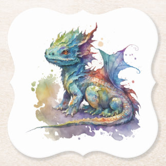 Babydrache mit Wasserfarbe, skurriler Untersetzer