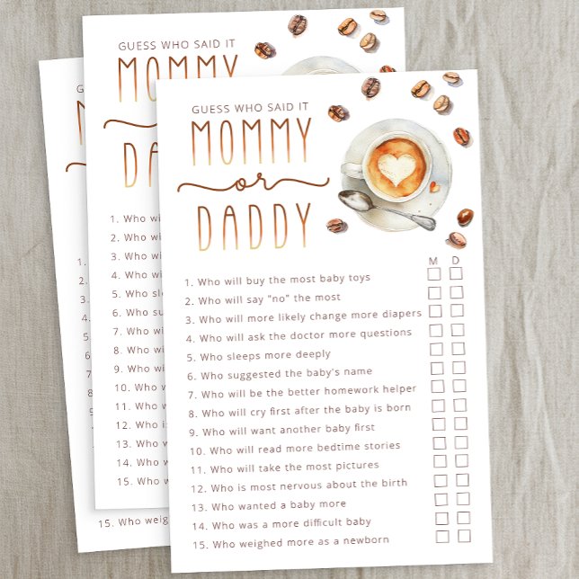 Babyduschablage für Mommy oder Daddy (Baby Shower Game)