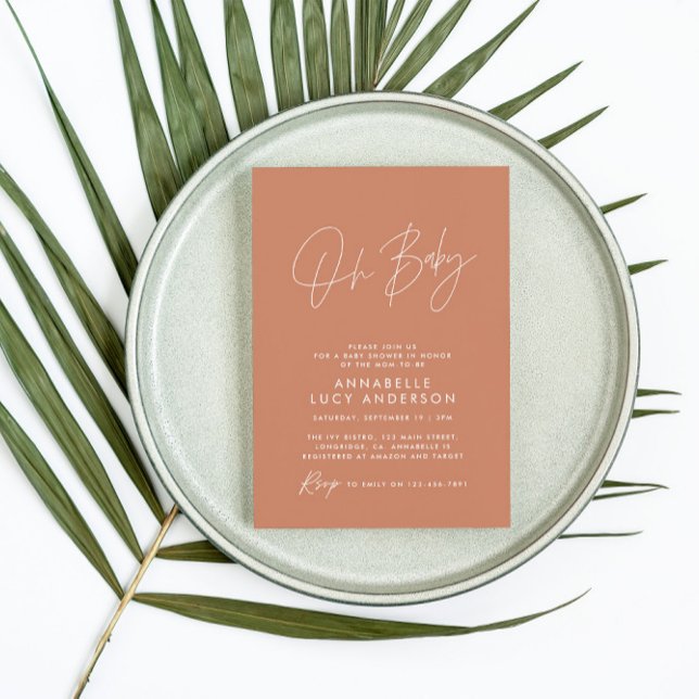 Babyduschanlage, modern terracotta elegant einladung (Von Creator hochgeladen)