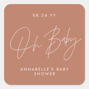 Babyduschanlage, modern terracotta elegant quadratischer aufkleber