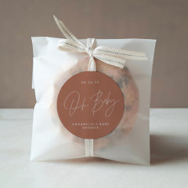 Babyduschanlage, modern terracotta elegant runder aufkleber