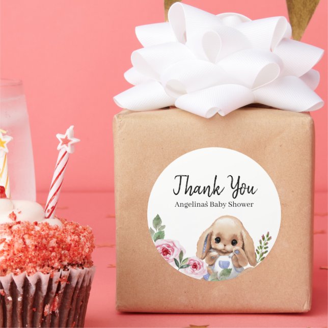 Babyduschaufkleber mit niedlichem Design. Runder Aufkleber (Party)