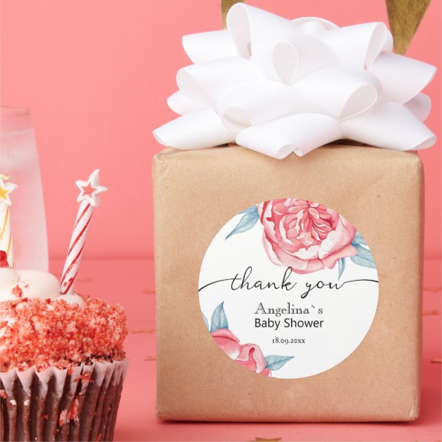 Babyduschaufkleber Peonys Runder Aufkleber (Party)