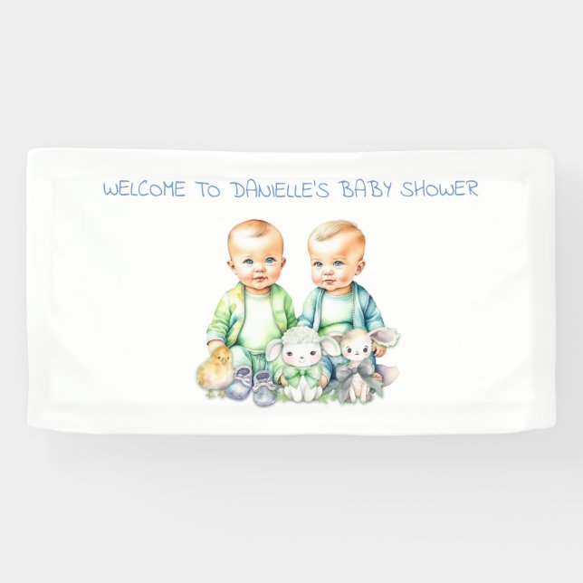 Babyduschbanner für Zwillingsboys Banner (Horizontal)